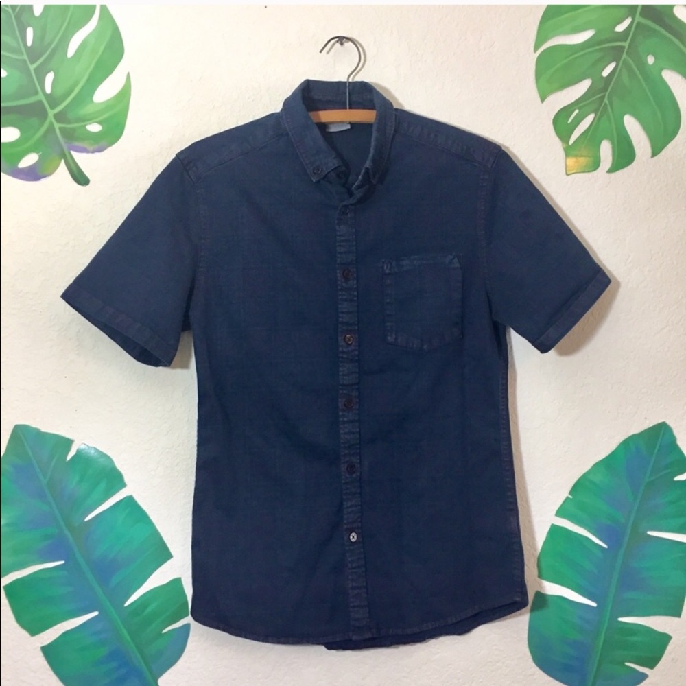 ASOS Navy Blue Plaid Button Up Shirt